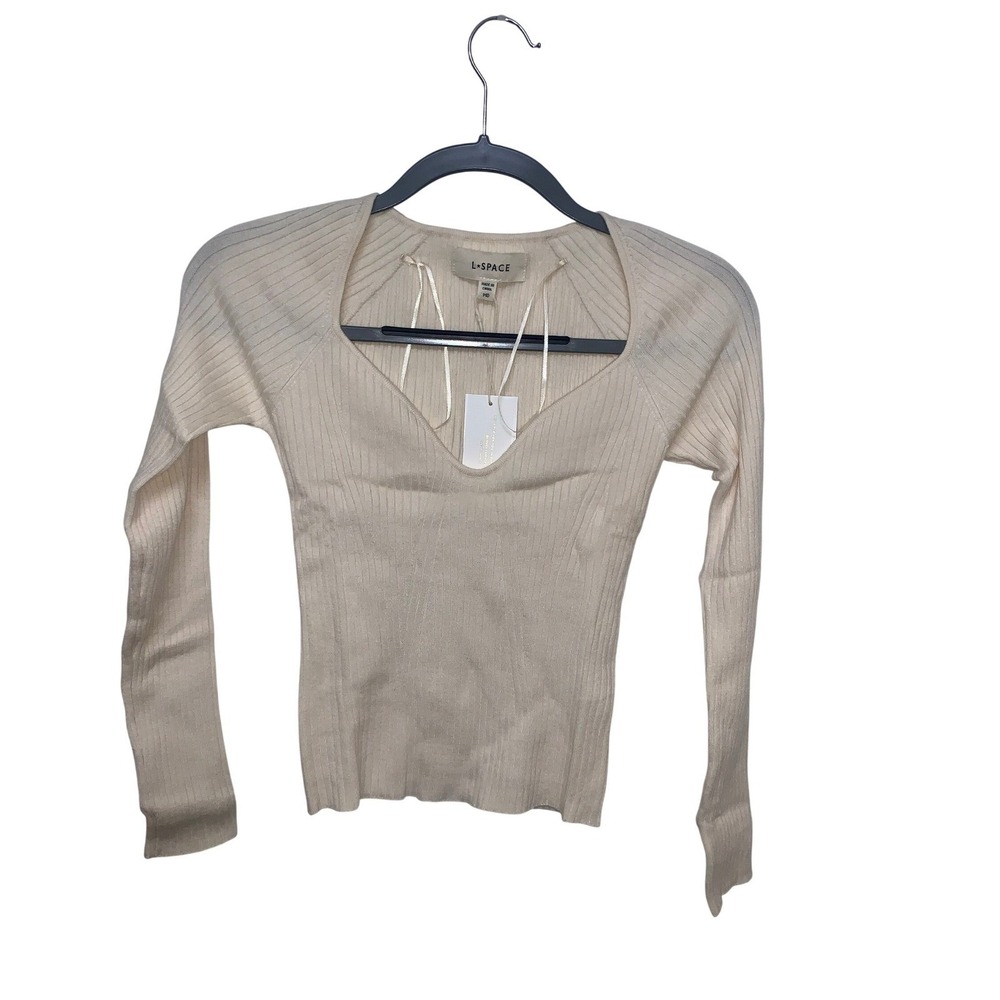 NEW L*Space Camryn Ribbed Fitted Long Sleeve Tapioca (Cream) Sweater Size Small - Picture 11 of 16